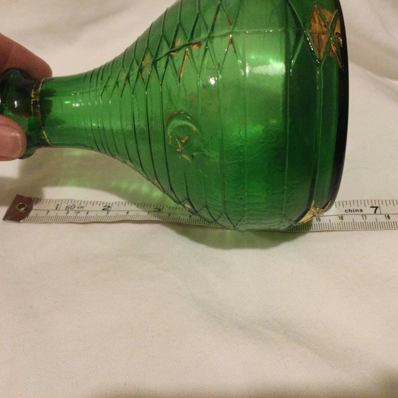 Vintage Italian Bottle Green Glass Mastercraft Moon Stars Gold - Picture 9 of 10